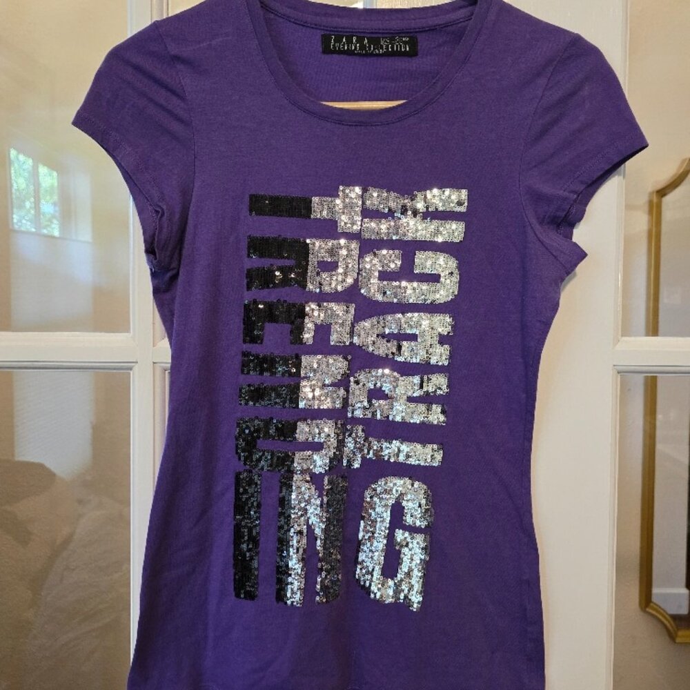 Zara Women Evening Collection Blouse t-Shirt Vintage Size S (26)